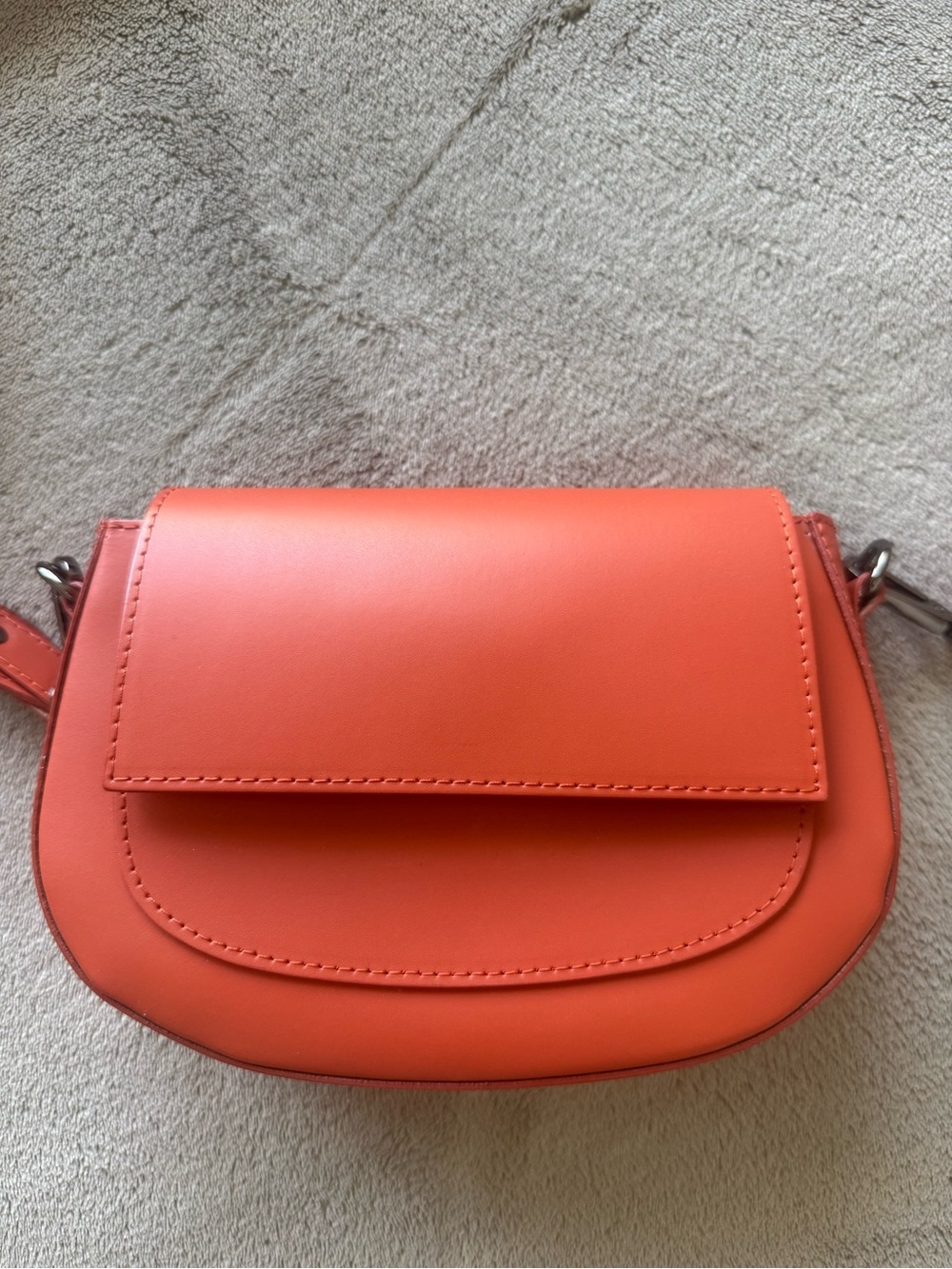 Summer Vacation Bag Classic Sleek Orange Leather Crossbody Small Minimal NWT
